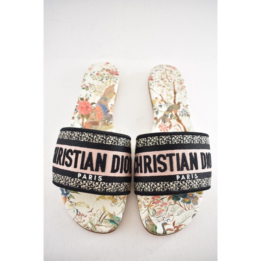 Christian Dior Dway Jardín D’ Hiver Embroidered Logo Slide Mule Flat Sandal 39 - Picture 7 of 15